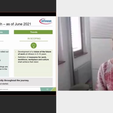 Screenshot des virtuellen Workshops zeigt einen Vortrag