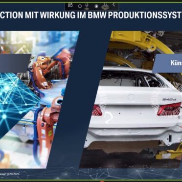 Laptop-Bildschirm mit Präsentationsfolie mit dem Titel "Prediction of Failures is a Core Element for a Customer oriented Mobility Business."