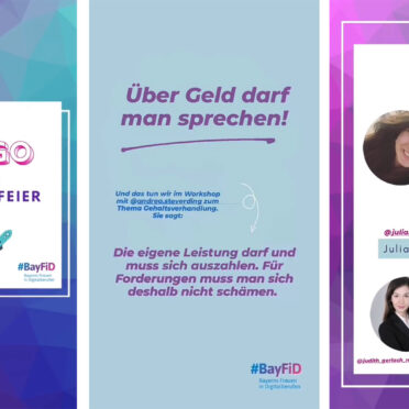 Verschiedene Screenshots von Instagram Stories der BayFiD Teilnehmerinnen